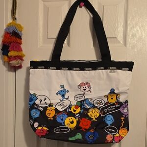 NWOT Lesportsac X MR MEN LITTLE MISS Black and White Tote Bag